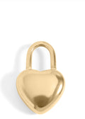 Gold heart lock charm with color swatches showing gold and silver options