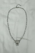 Silver Carabiner Bow Necklace - Fixed Chain